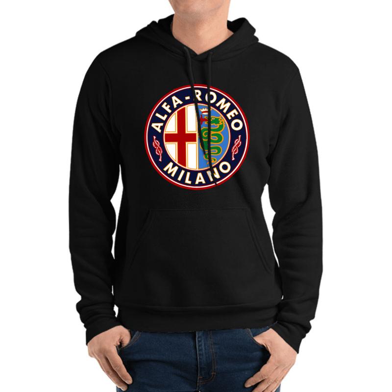 Antique Alfa-Romeo Classic Car Sign Unisex Hooded Sweatshirt Men Black