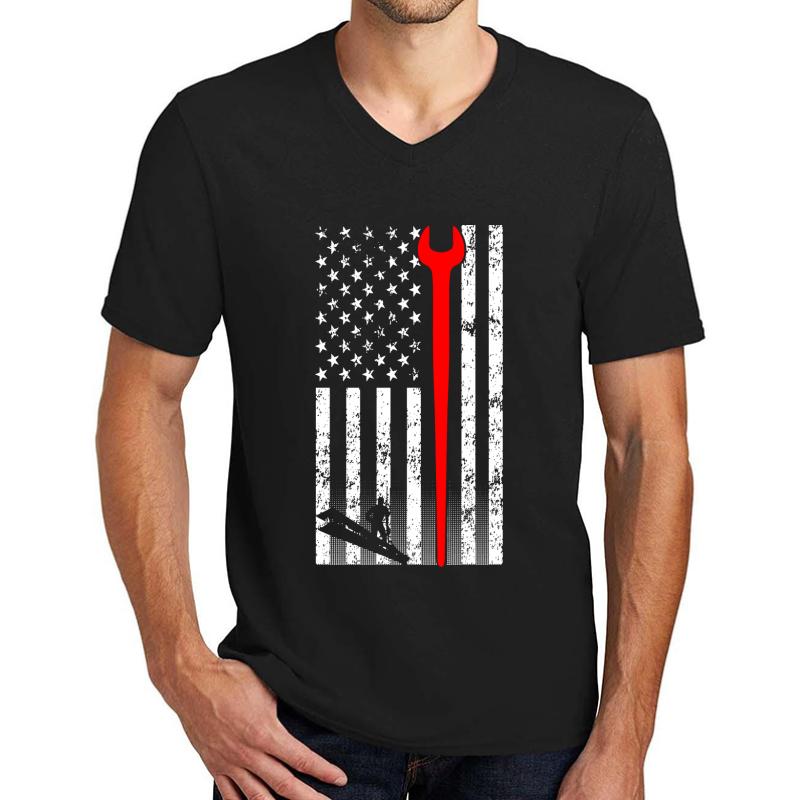 American Ironworker Unisex V-Neck T-Shirt Men Black