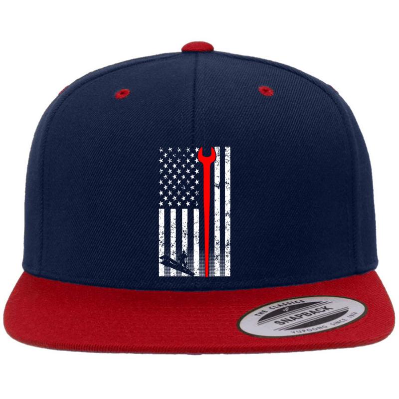 American Ironworker Premium Flat Bill Snapback Cap  Navy