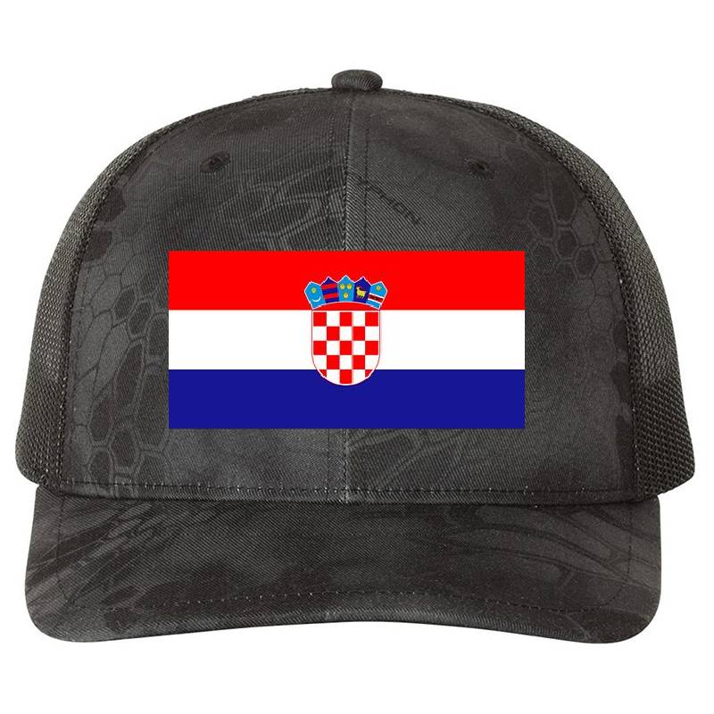 Croatia Flag - Flag of Croatia Premium Flat Bill Snapback Caps