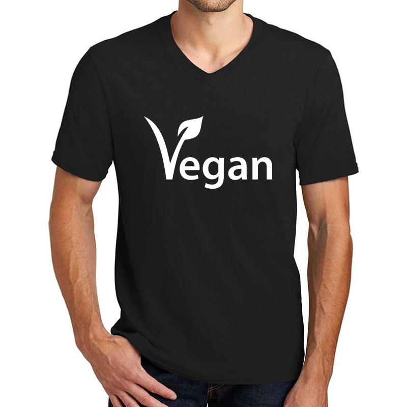 Vegan Left Side Logo Unisex V-Neck T-Shirt Men Black