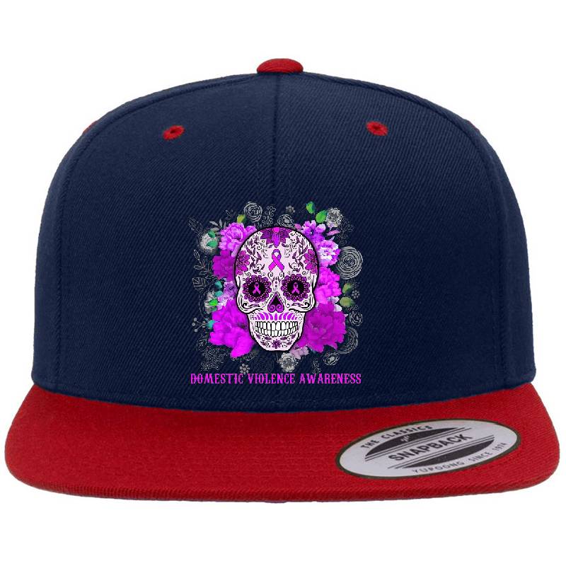 Domestic Violence Awareness Survivor Sk DOMESTIC VIOLENCE AWARENESS Survivor Skull Flower Gift Richardson Premium Trucker Snapback Caps
