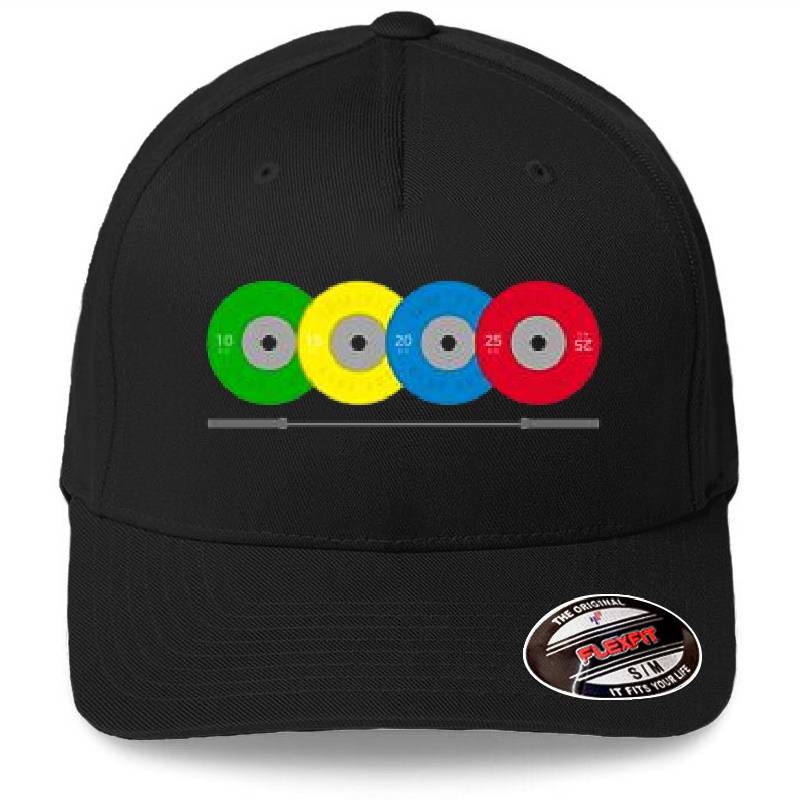Competition weightlifting plates and barbell Premium Flat Bill Snapback Caps