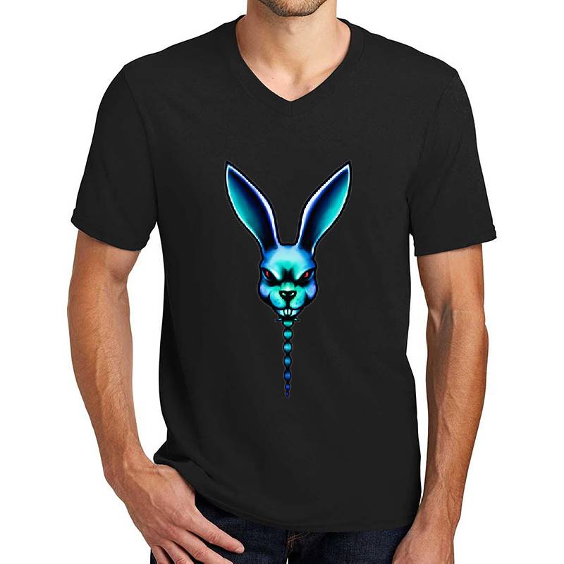 Blue Bunny - Frog Leap Studios Bunny fan art red eyed rabbit dark blue rainbow FLS Leo Moracchioli Unisex Polo Jersey Sport Shirts