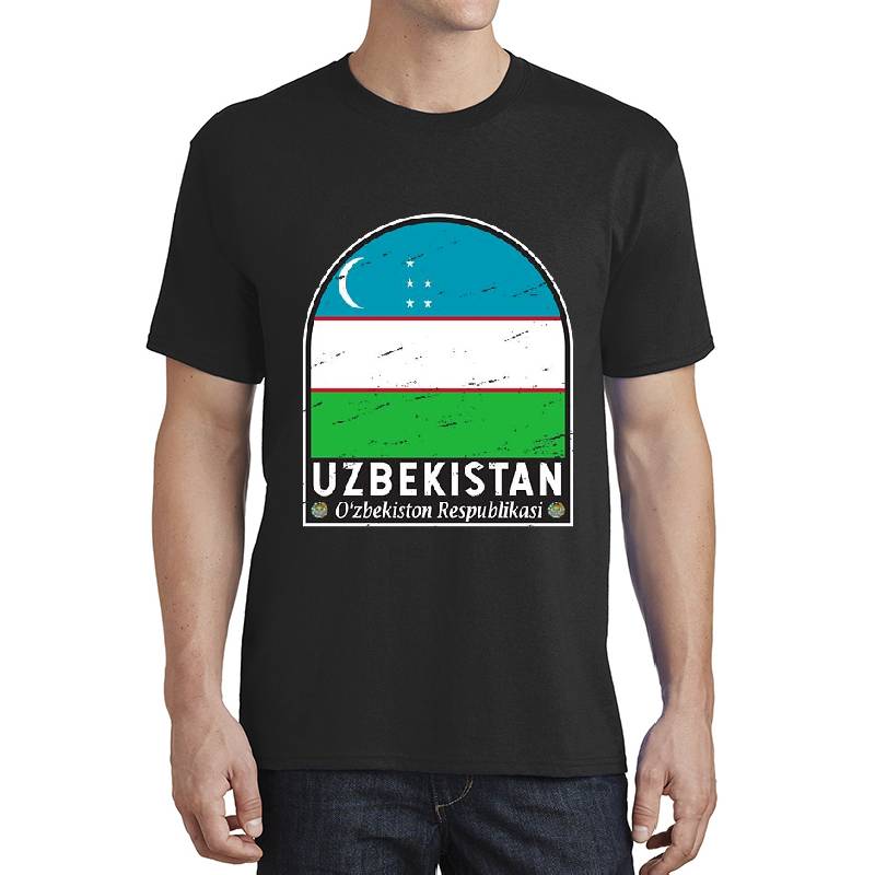 Uzbekistan Flag Emblem Distressed Vintage Premium Flat Bill Snapback Caps