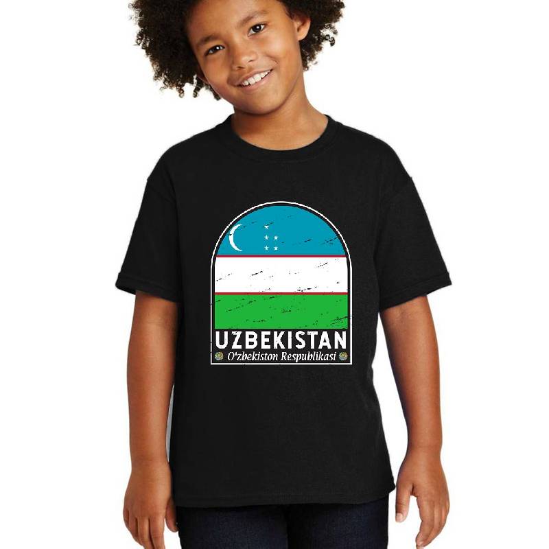 Uzbekistan Flag Emblem Distressed Vintage Premium Flat Bill Snapback Caps