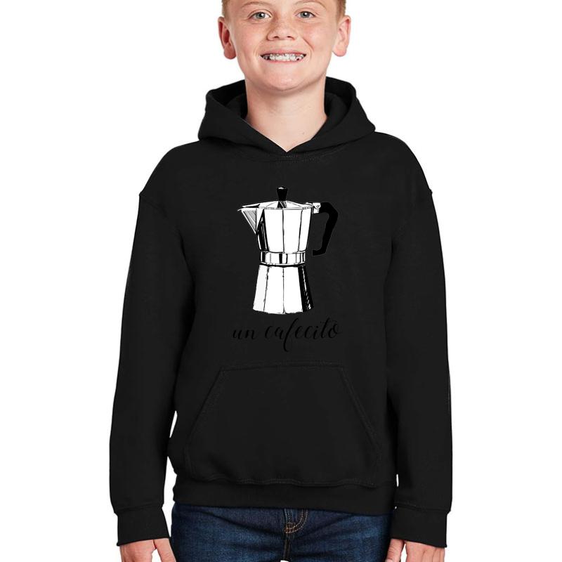 Un Cafecito Coffee Youth Hooded Sweatshirt Boy Black