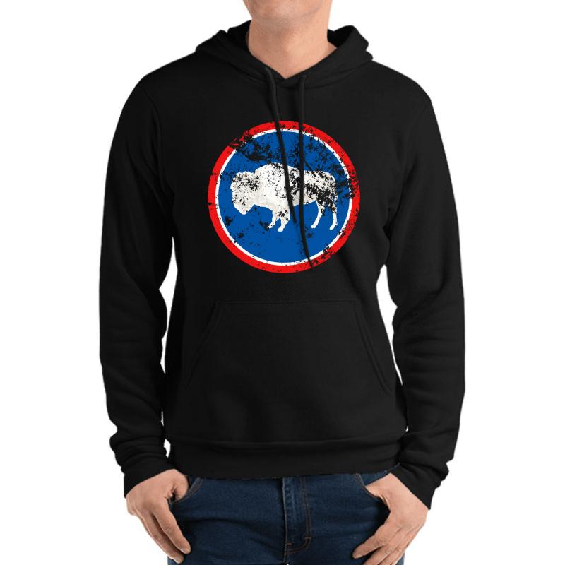 Vintage Wyoming Flag Theme Unisex Hooded Sweatshirt Men Black