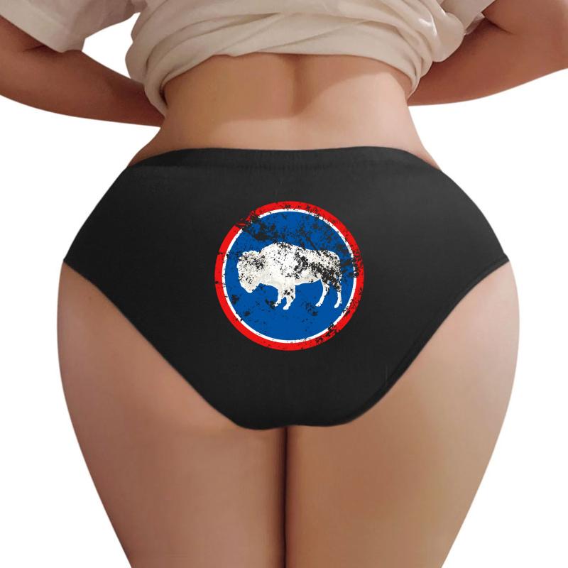 Vintage Wyoming Flag Theme Women Underwear Panties Women Black