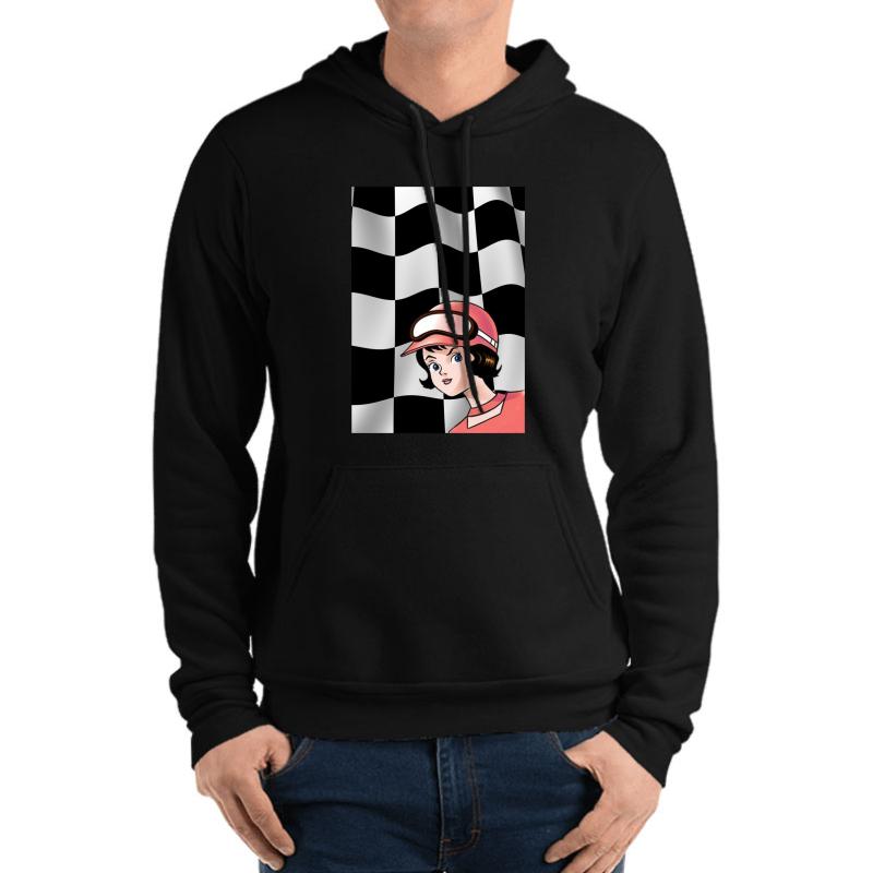 Trixie Speed Racer Checkered Flag! Unisex Hooded Sweatshirt Men Black