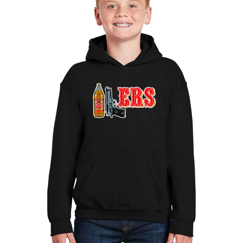 40 9 Ers 40Oz 9Mm Youth Hooded Sweatshirt Boy Black