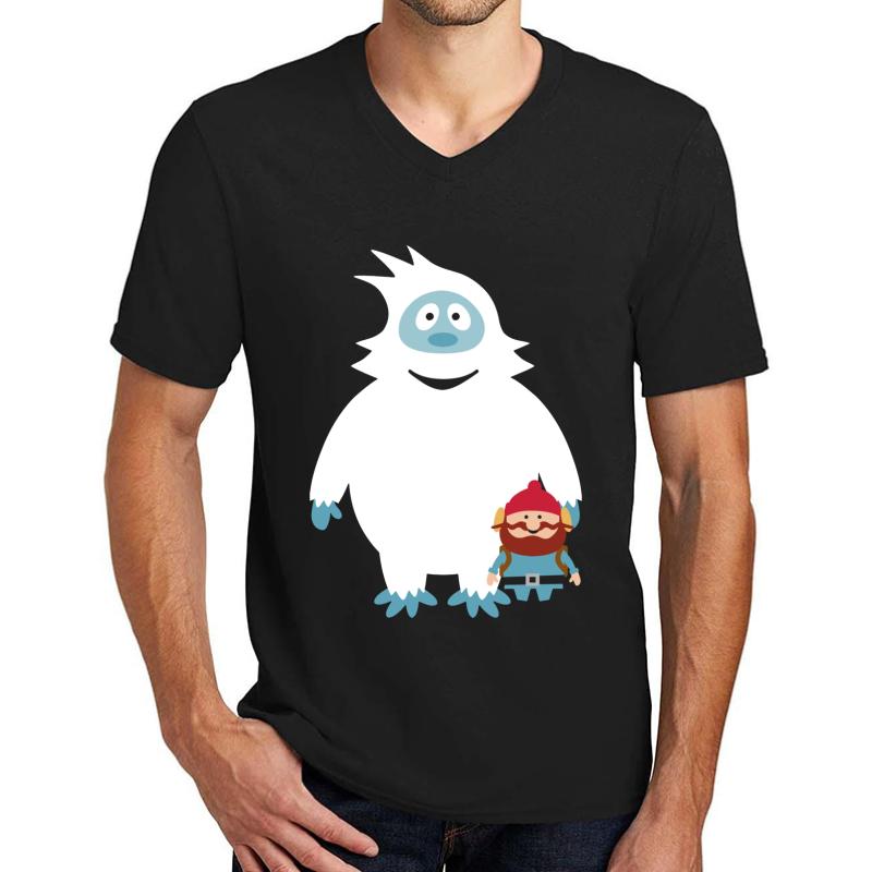 Abominable Snowman & Friend Unisex V-Neck T-Shirt Men Black