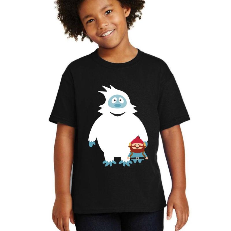 Abominable Snowman & Friend Youth T-Shirt Boy Black