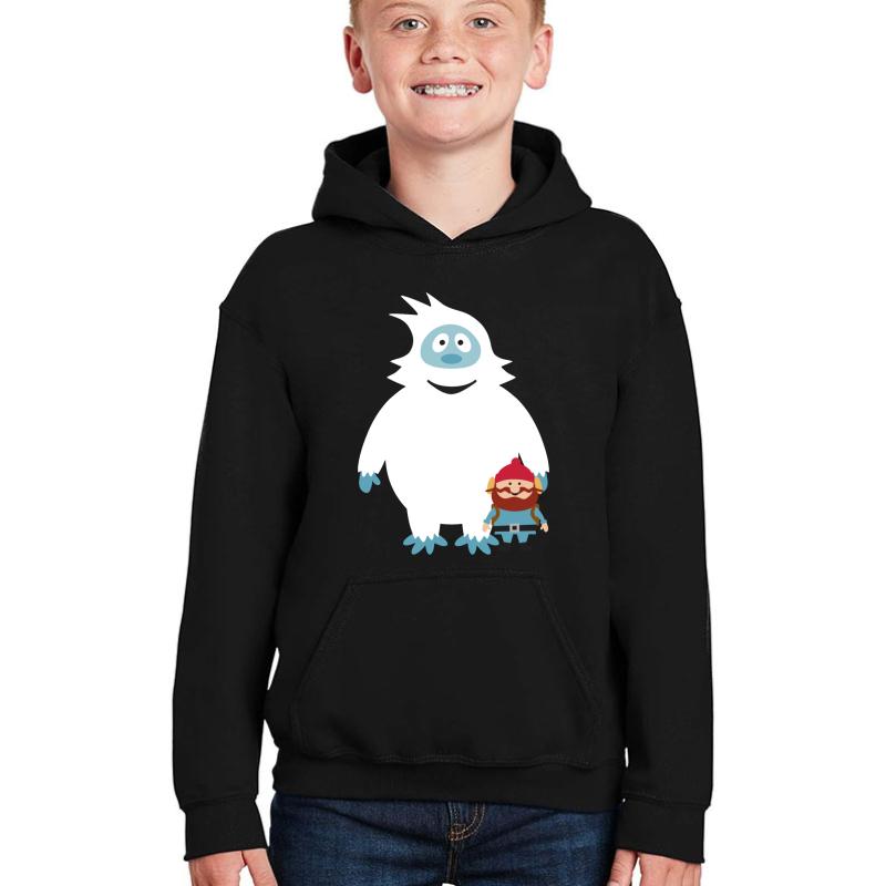 Abominable Snowman & Friend Youth Hooded Sweatshirt Boy Black