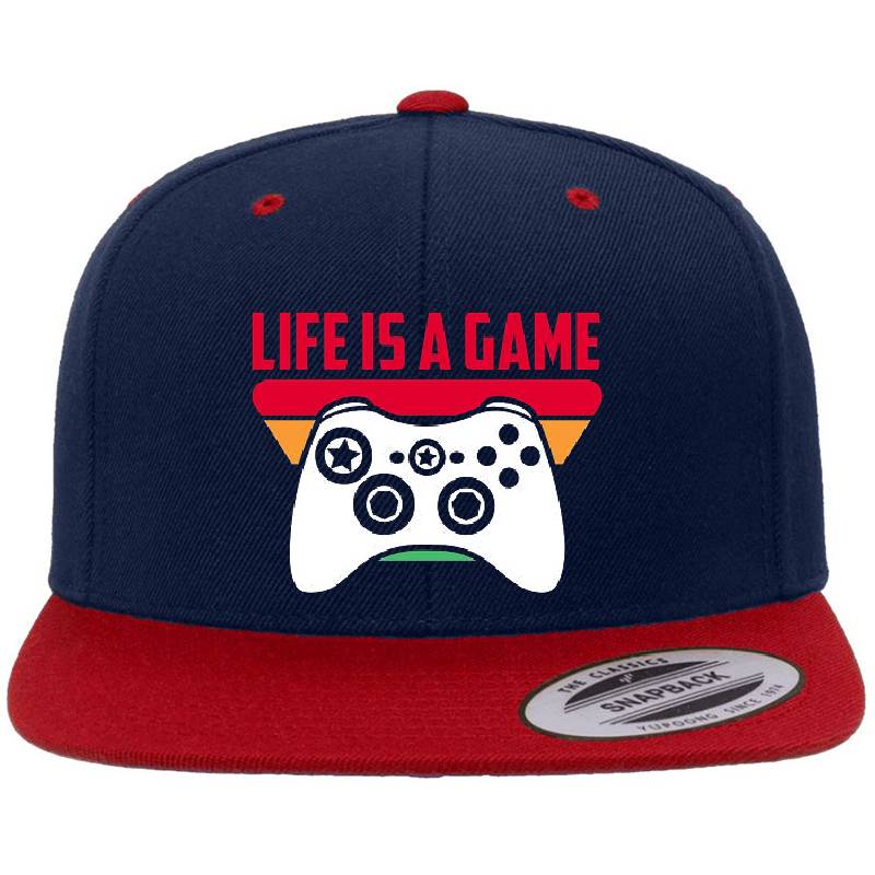 Life Is A Game Video Game Player Gaming Joystick Gamer Flexfit Baseball Caps