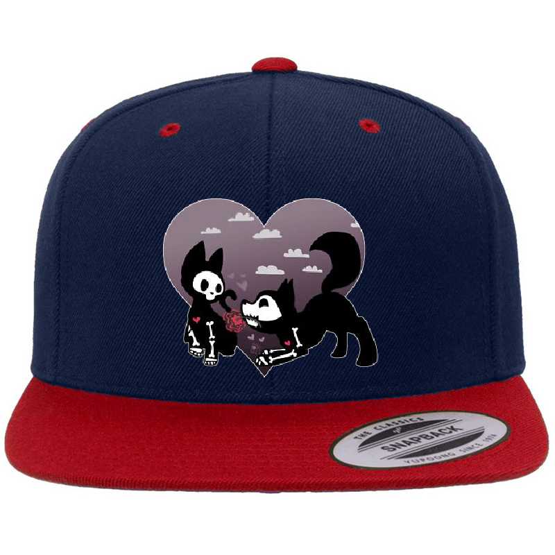 Skelanimals Kit the Cat x Jae the Wolf Heart designed and sold by ChillyKitty. Flexfit Baseball Caps