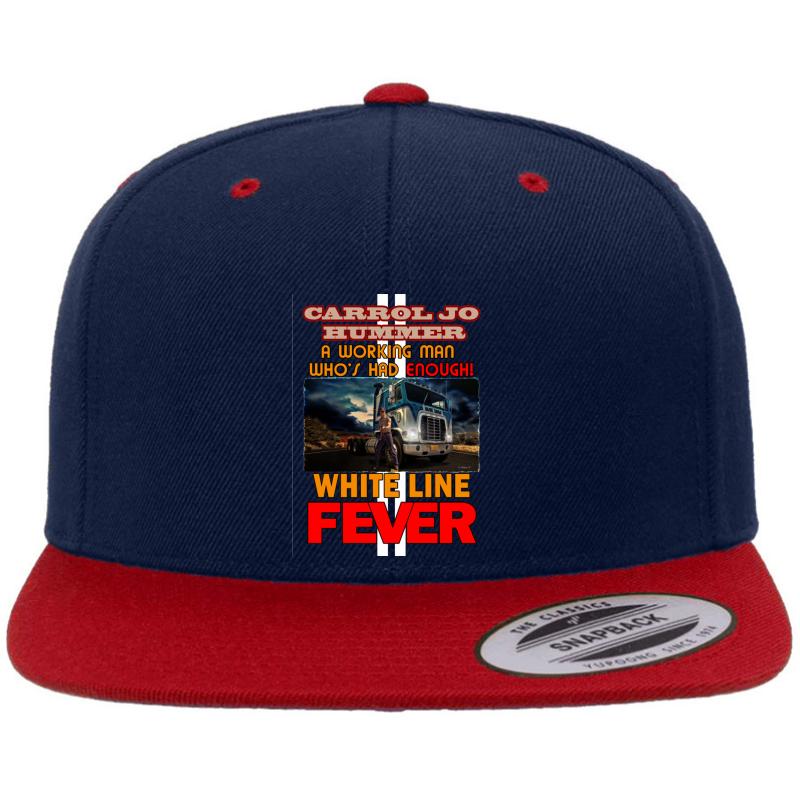 White Line Fever Premium Flat Bill Snapback Cap  Navy