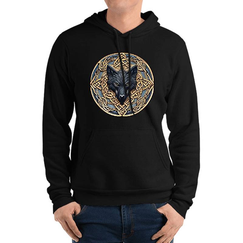Gold Grey Celtic Knots Wolf Tribal Emblem Unisex V-Neck T-Shirts