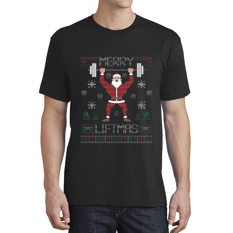 Merry Liftmas T-Shirt  Ugly Christmas Sweater Workout Shirt Youth T-Shirts