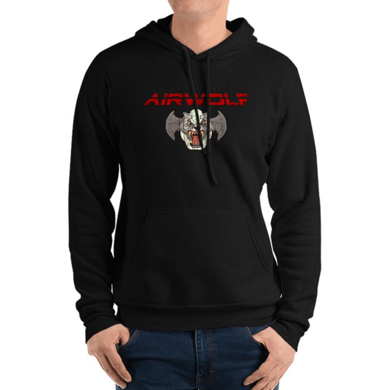 Airwolf Insignia Unisex Hooded Sweatshirt Men Black