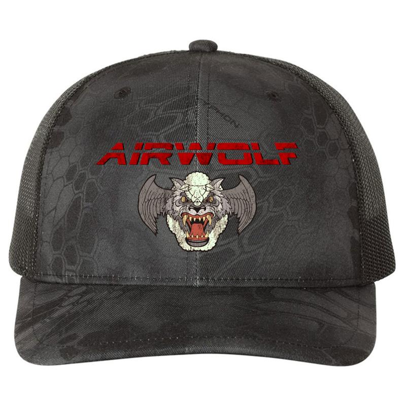 Airwolf Insignia Richardson Premium Trucker Snapback Cap  Kryptek Typhon Black