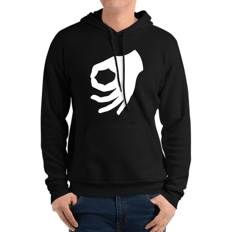 Upside Down Okay Hand Unisex Hooded Sweatshirt Men Black