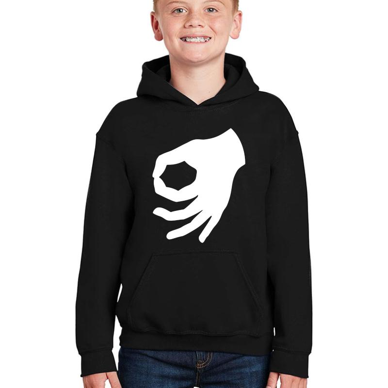 Upside Down Okay Hand Youth Hooded Sweatshirt Boy Black