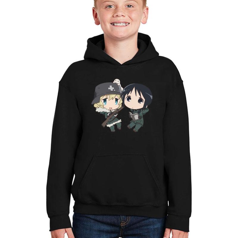 Yuuri And Chito- Girl's Last Tour Youth Hooded Sweatshirt Boy Black