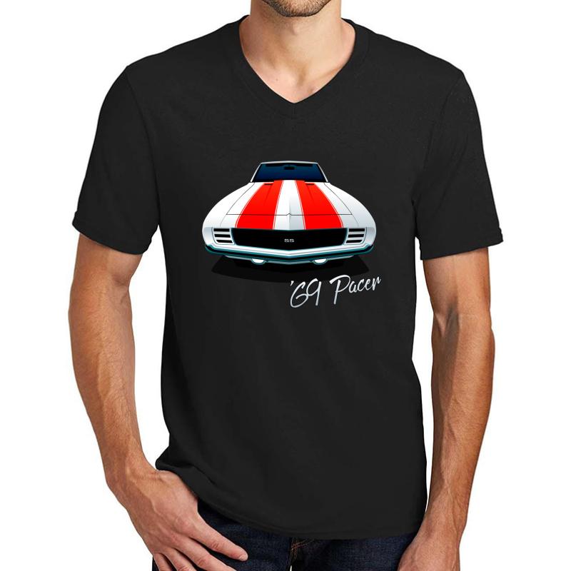 1969 Camaro Ss - Indy 500 Pace Car Unisex V-Neck T-Shirt Men Black