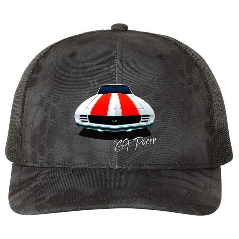 1969 Camaro Ss - Indy 500 Pace Car Richardson Premium Trucker Snapback Cap  Kryptek Typhon Black