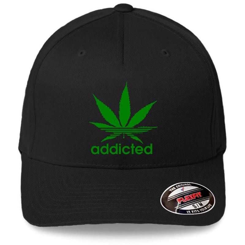 Addicted - Cannabis Flexfit Baseball Cap  Black