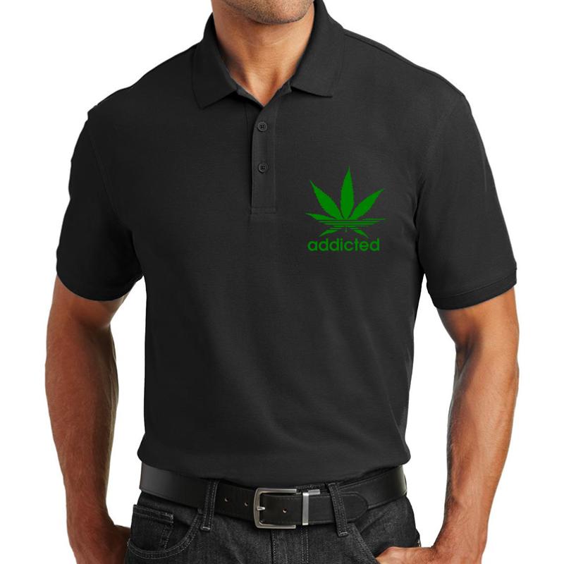 Addicted - Cannabis Unisex Polo Jersey Sport Shirt Men Black