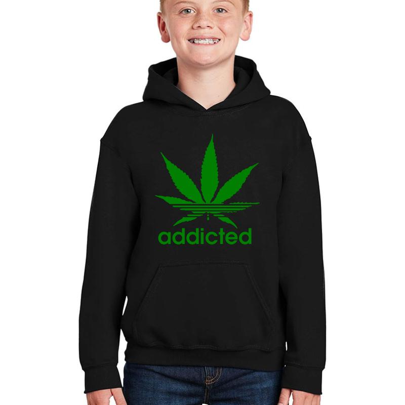 Addicted - Cannabis Youth Hooded Sweatshirt Boy Black