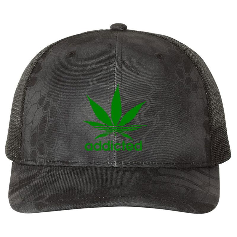 Addicted - Cannabis Richardson Premium Trucker Snapback Cap  Kryptek Typhon Black