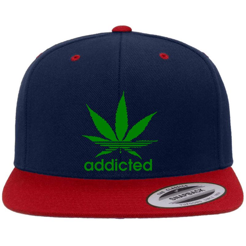 Addicted - Cannabis Premium Flat Bill Snapback Cap  Navy