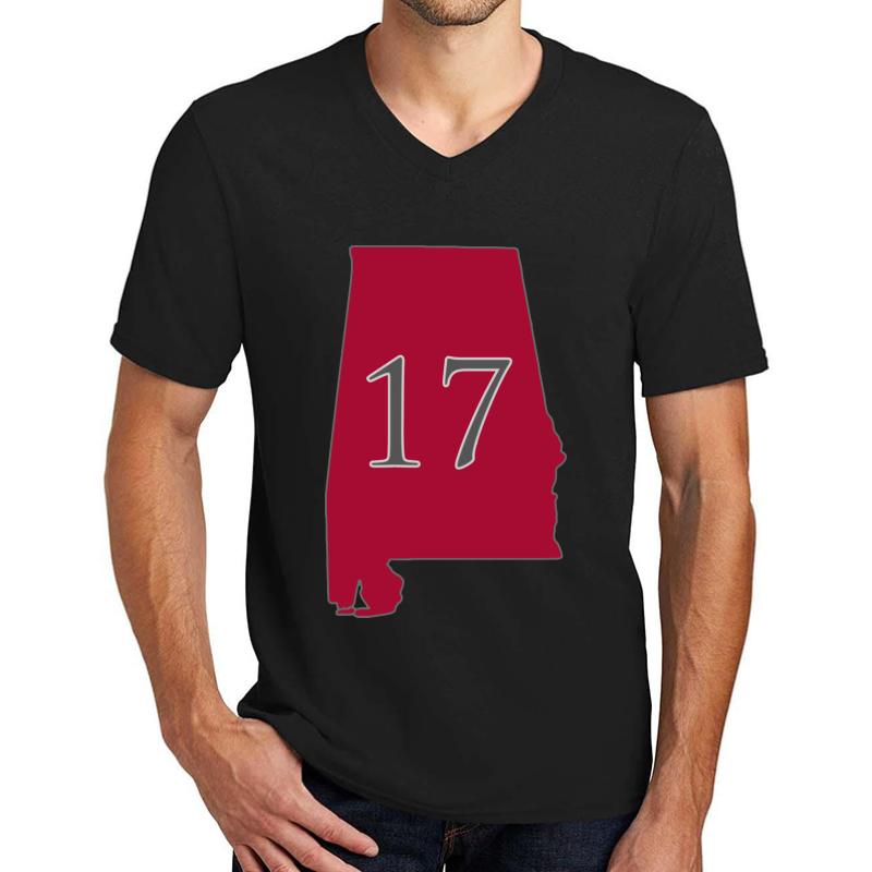 Alabama 17 National Champions Unisex V-Neck T-Shirt Men Black