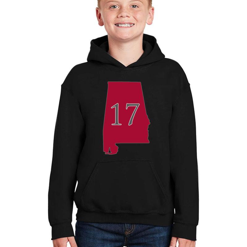 Alabama 17 National Champions Youth Hooded Sweatshirt Boy Black