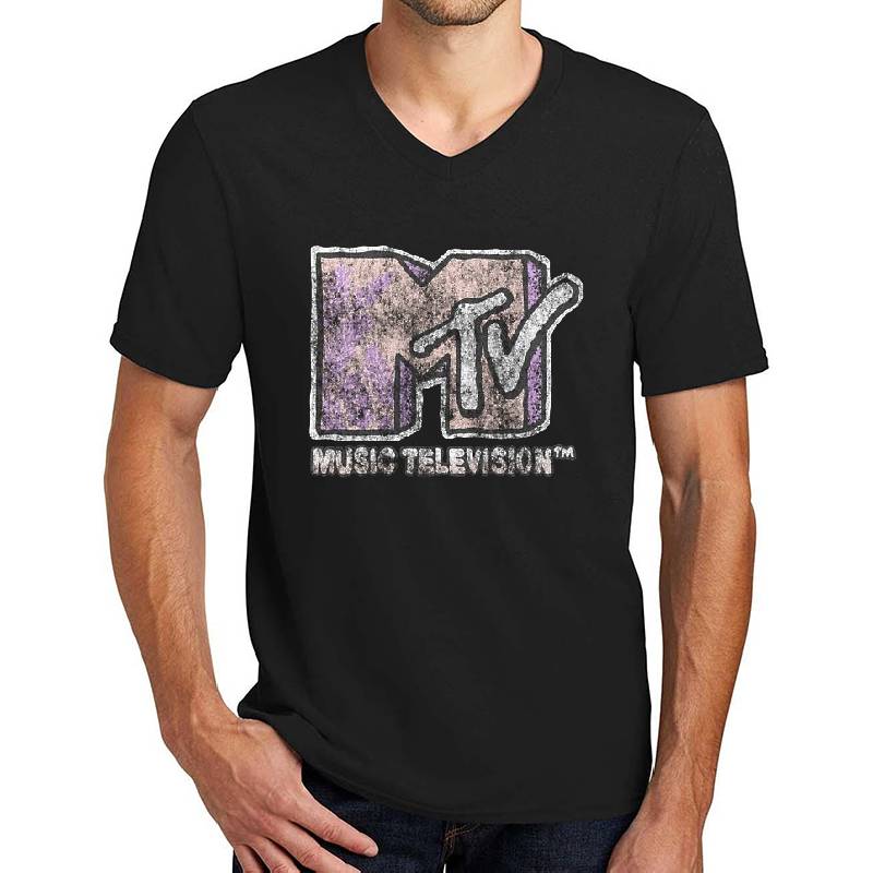 MTV Distressed Pink Pastel Palm Tree MTV Logo  Premium Flat Bill Snapback Caps