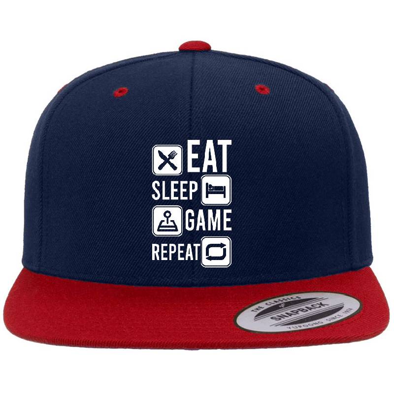 Eat sleep game repeat Richardson Premium Trucker Snapback Caps
