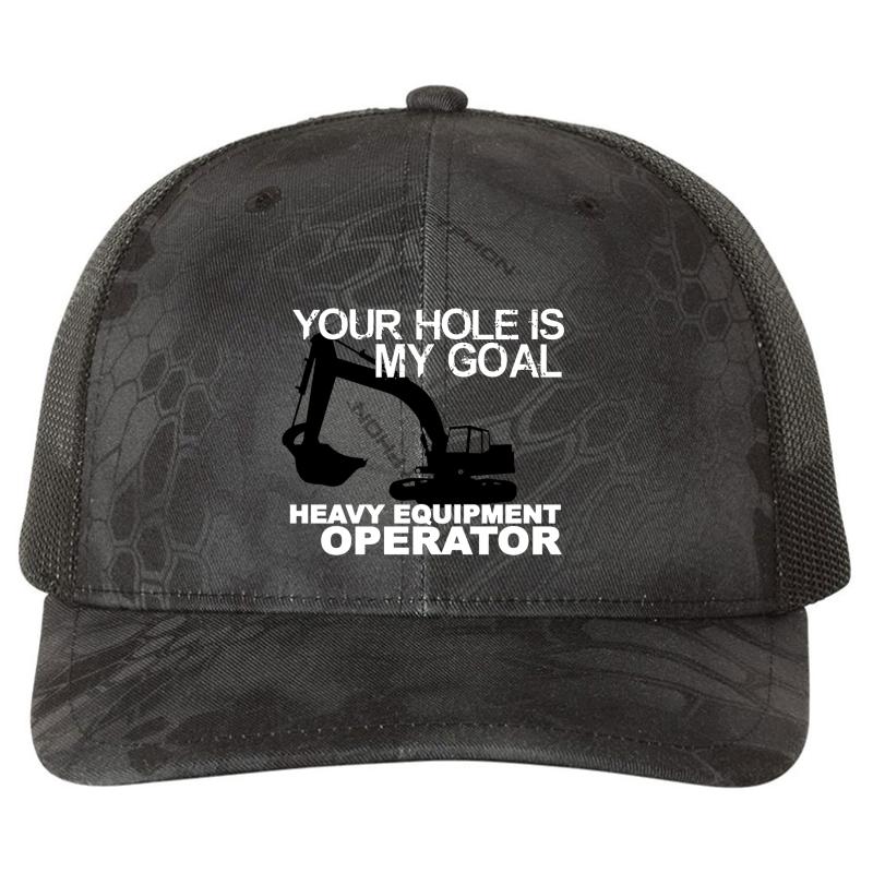 Your Hole Is My Goal - Heavy Equipment Operators Richardson Premium Trucker Snapback Cap  Kryptek Typhon Black