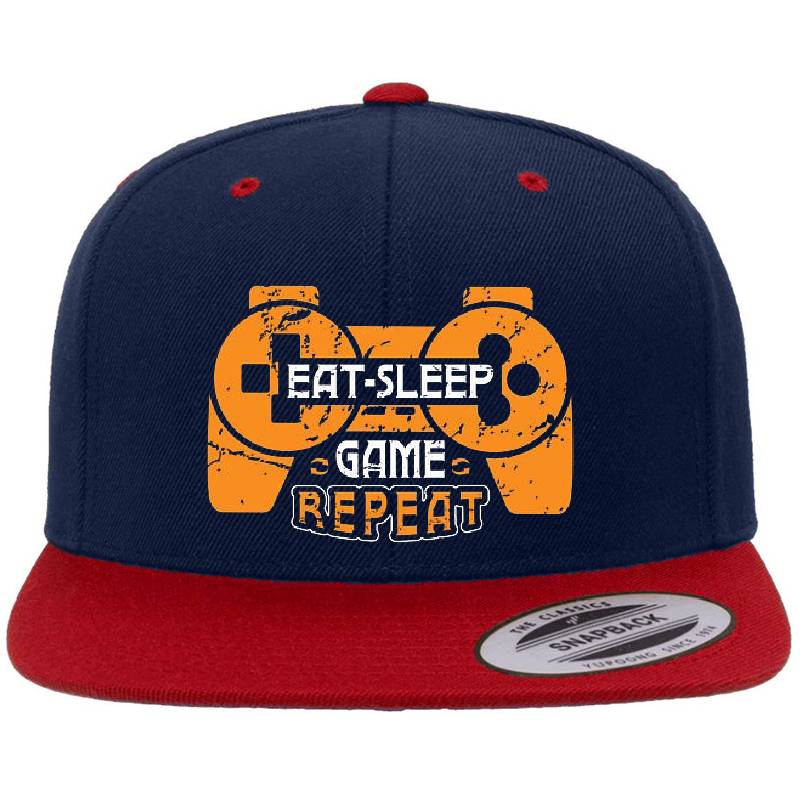 eat sleep game neon Flexfit Baseball Caps