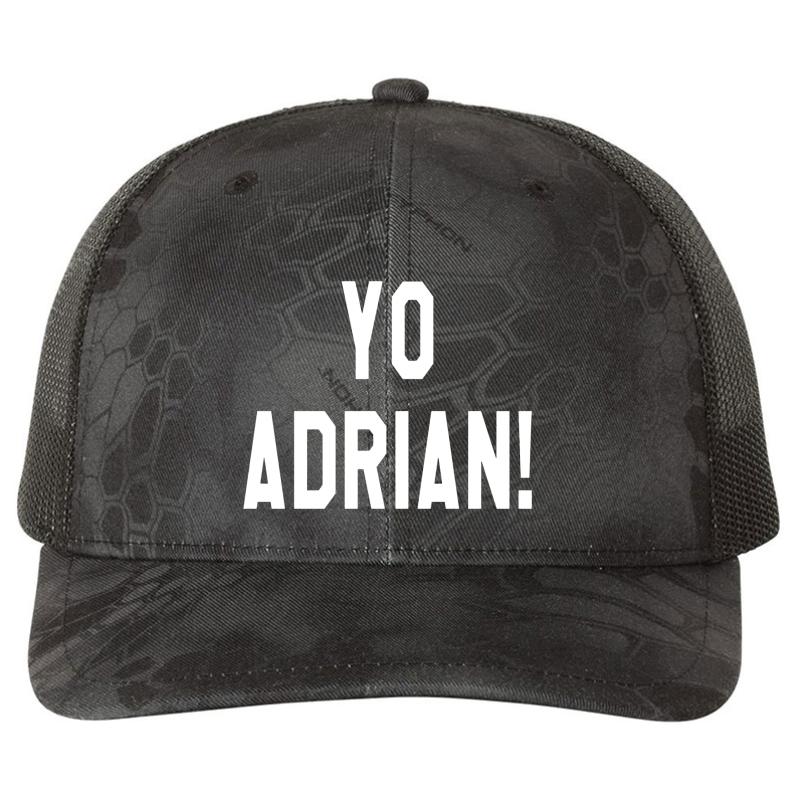 Yo Adrian! Rocky Quote Richardson Premium Trucker Snapback Cap  Kryptek Typhon Black