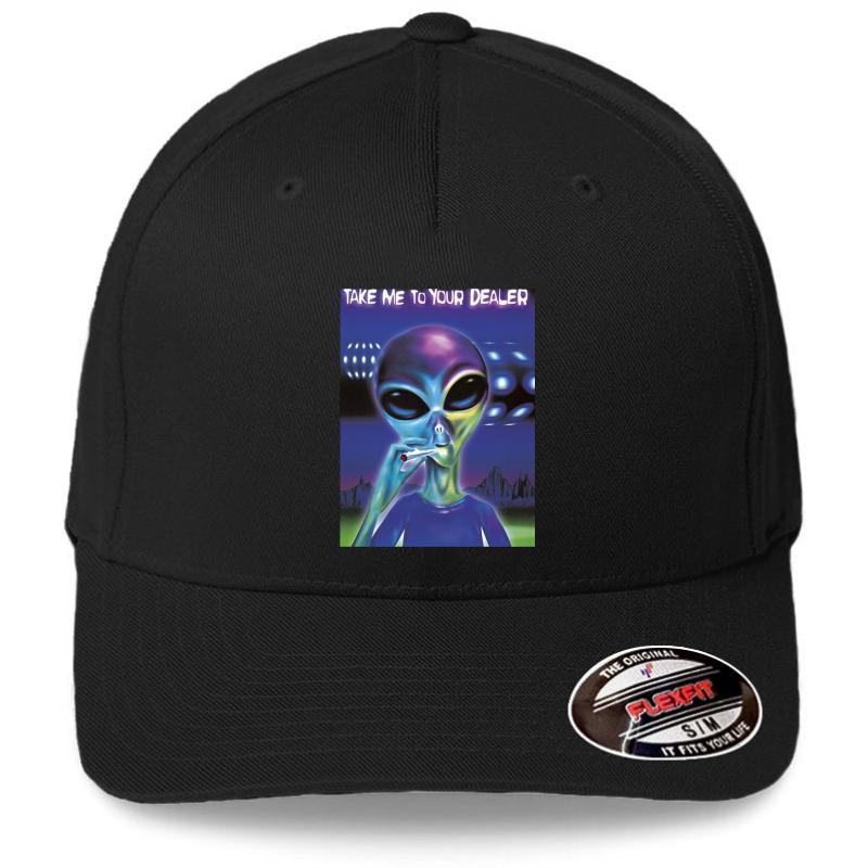 Alien- Take Me To Your Dealer Weed  Flexfit Baseball Cap  Black