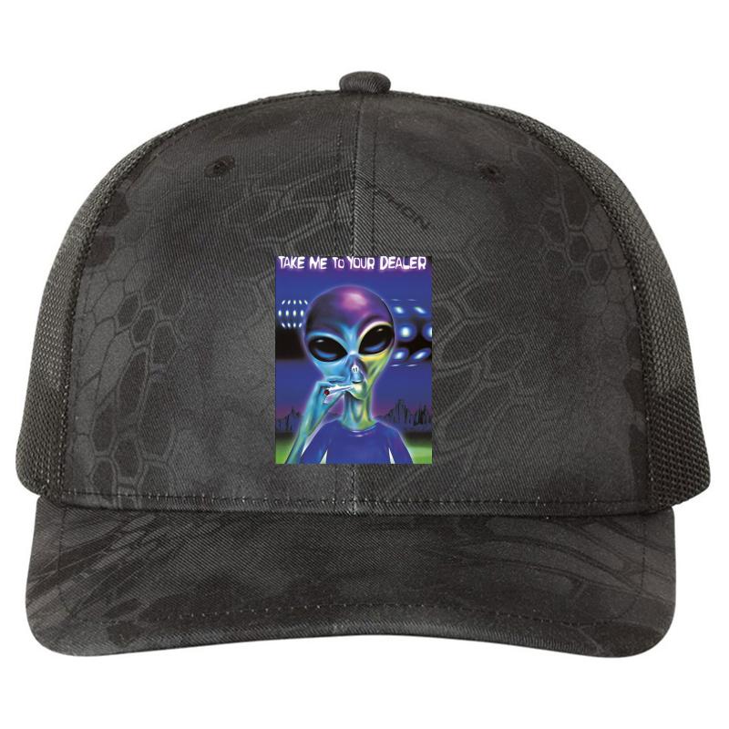 Alien- Take Me To Your Dealer Weed  Richardson Premium Trucker Snapback Cap  Kryptek Typhon Black