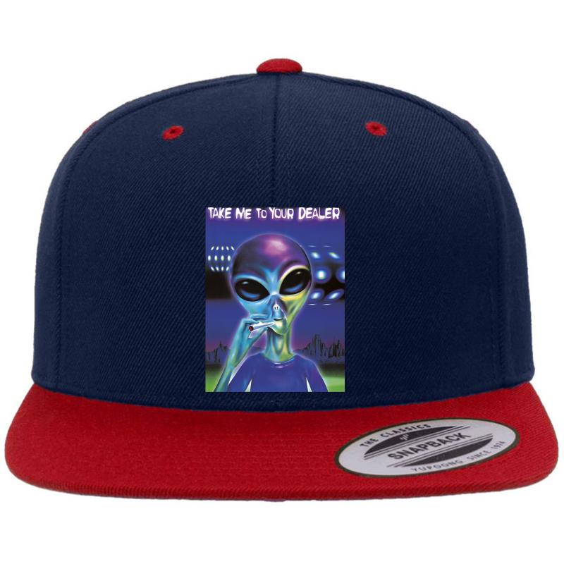 Alien- Take Me To Your Dealer Weed  Premium Flat Bill Snapback Cap  Navy