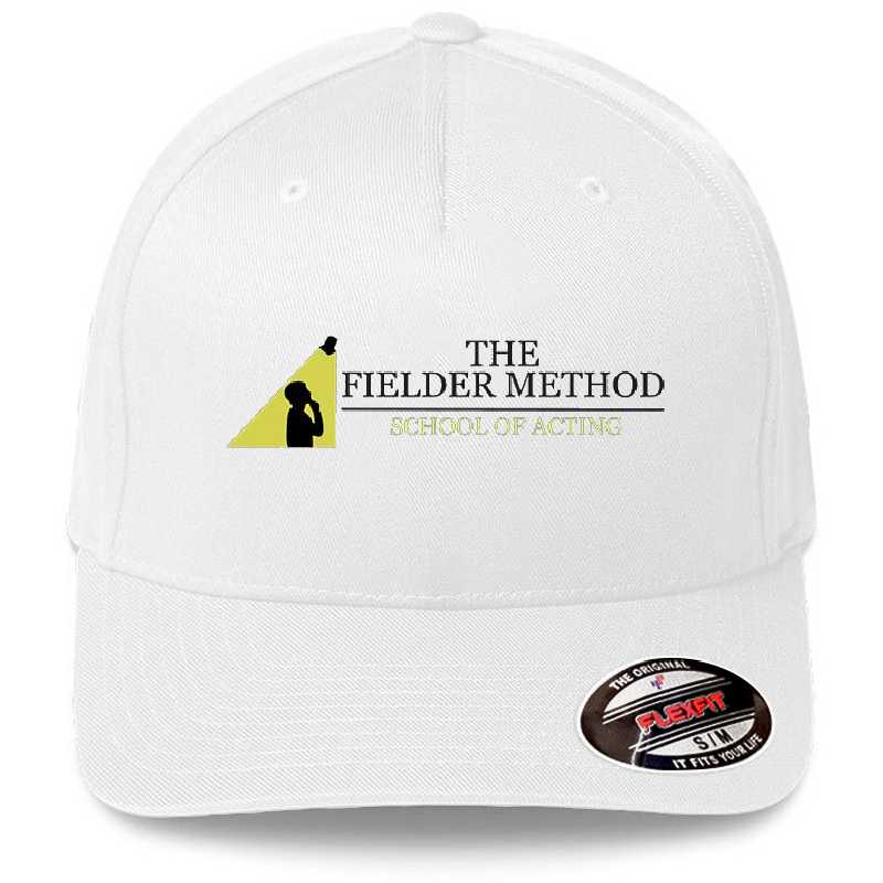 The Fielder Method School of Acting Studio The Rehearsal Logo (light background) x designed and sold by AlexandraBrown4. Premium Flat Bill Snapback Caps