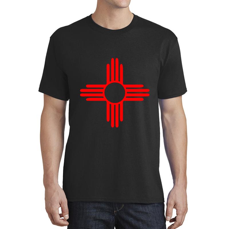 Zia Pueblo Sun Symbol Red  Unisex T-Shirt Men Black