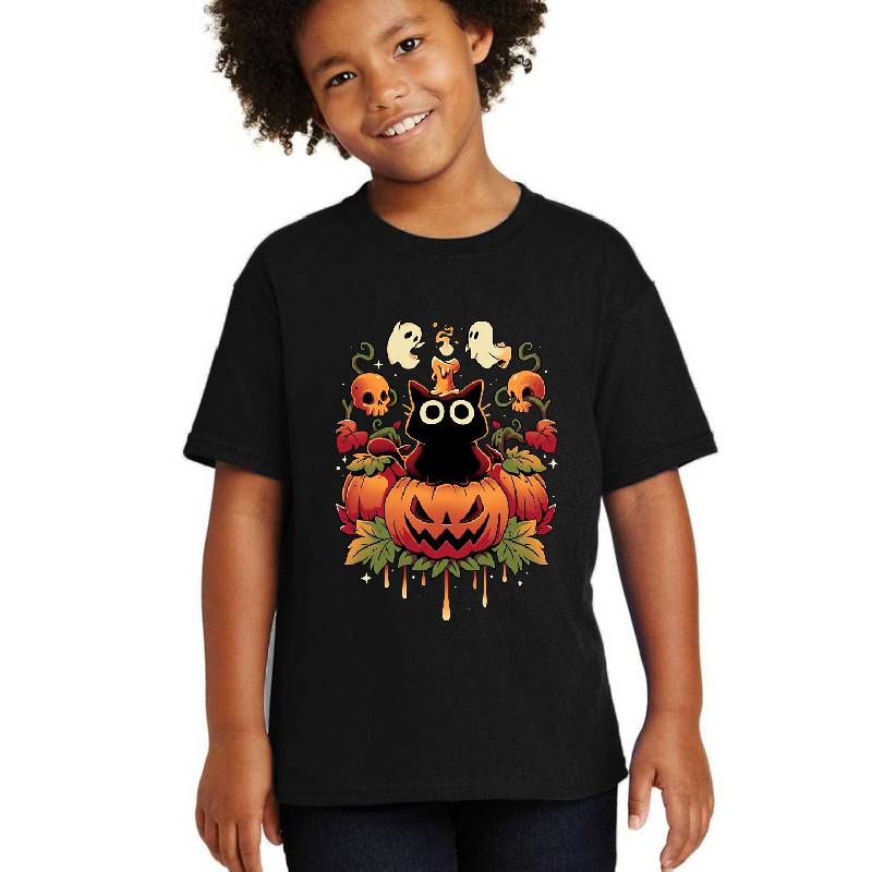 Halloween Candle Trick - Autumn Cat Unisex V-Neck T-Shirts