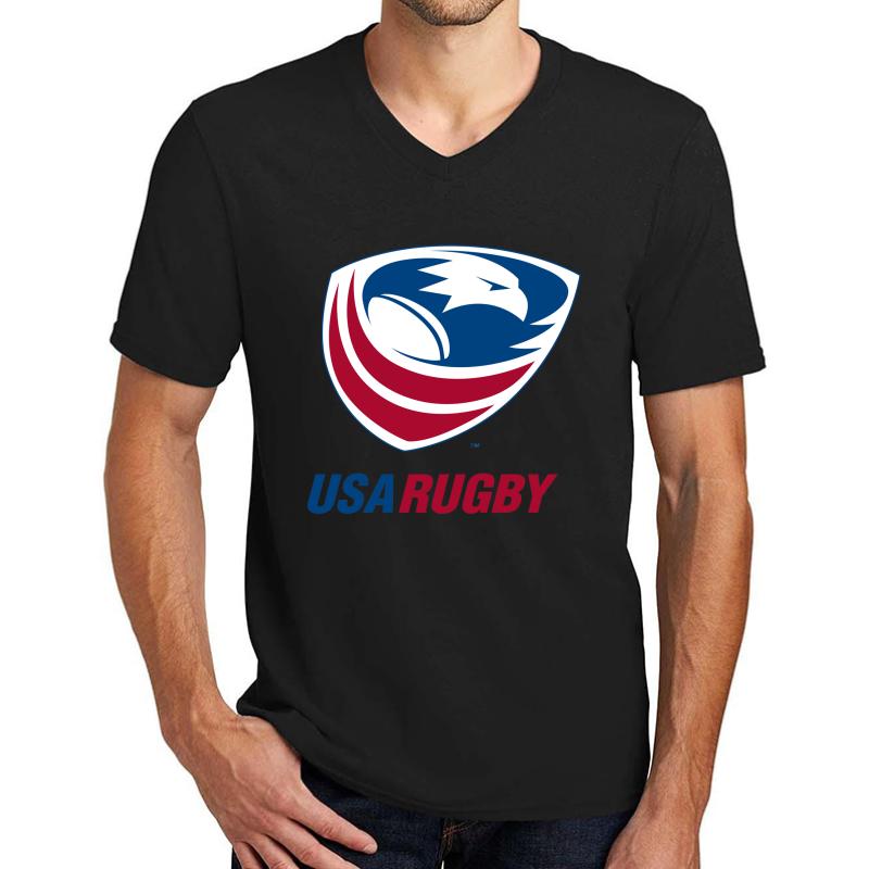 Usa Rugby Unisex V-Neck T-Shirt Men Black