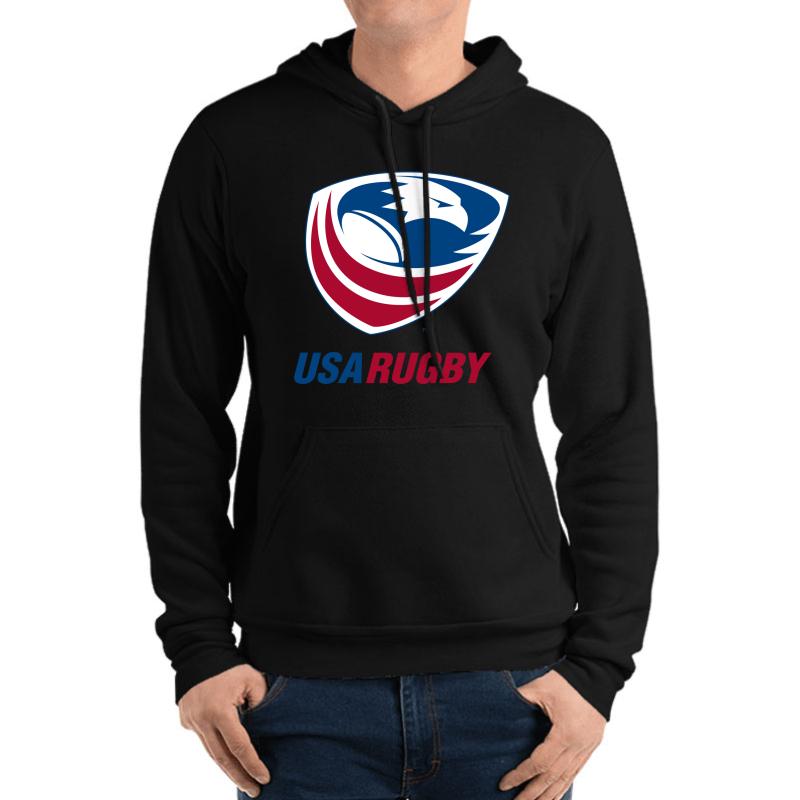 Usa Rugby Unisex Hooded Sweatshirt Men Black